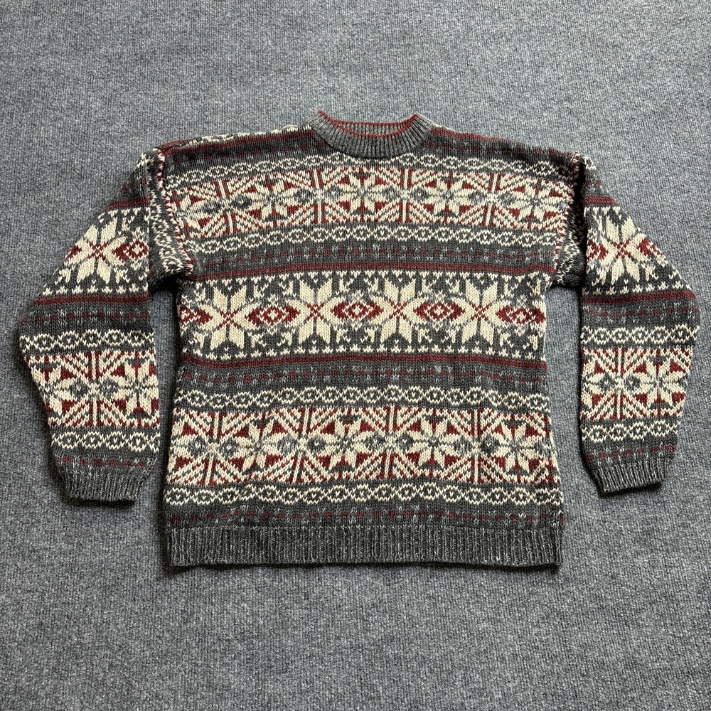 90s Y2K Structure Sweater Men's Medium Fair Isle Classic Grandpa Chunky Vtg